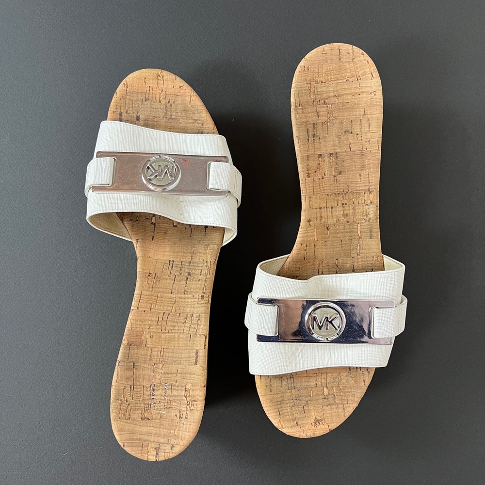Michael Kors White Cork Wedges